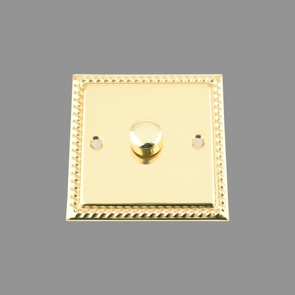 Mains LED Light Dimmer Switch 250W 1 Gang - Polished Brass Georgian