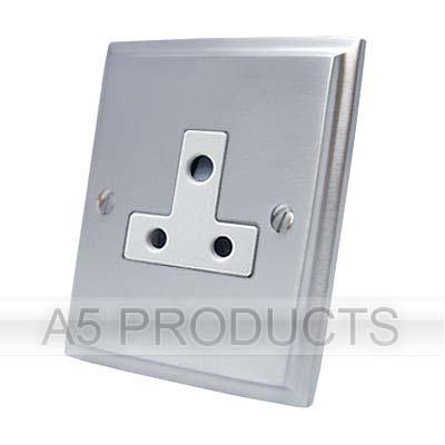Round Pin Plug Socket 5 Amp - Satin Victorian - White Insert