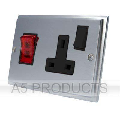 Cooker Control Unit with Neon - Brushed Satin Victorian - Black Insert