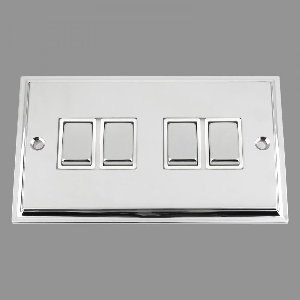 White Insert Metal Rocker Switch