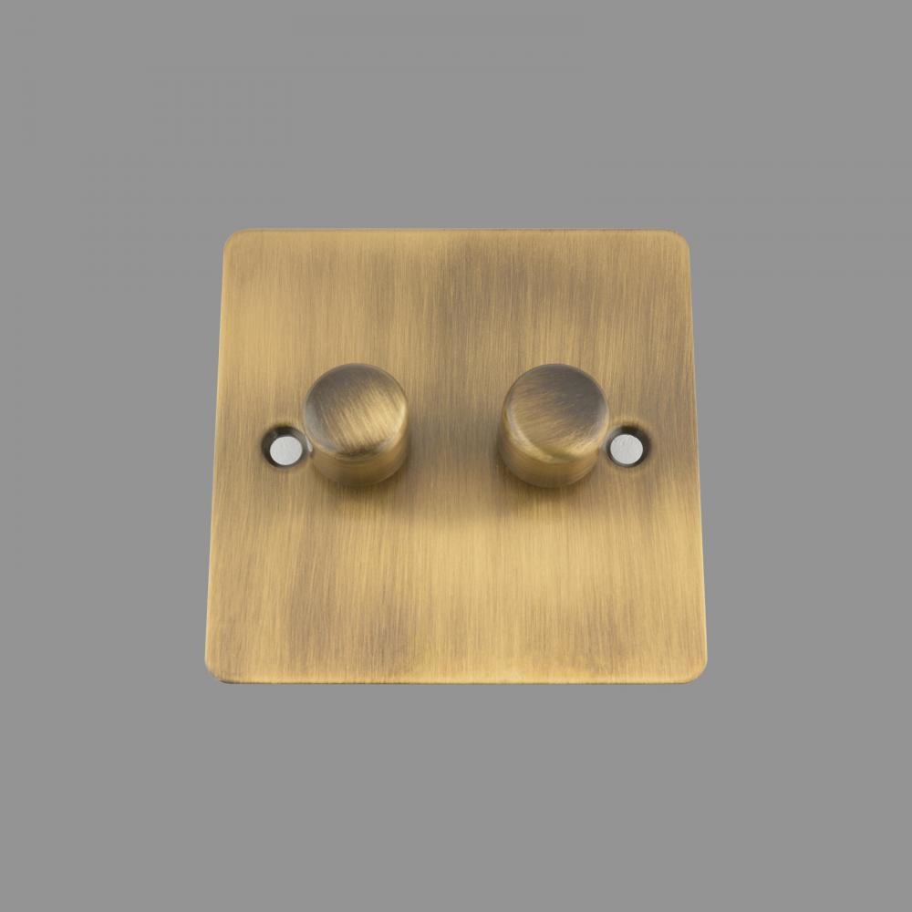 LED DIMMER SWITCH; ANTIQUE BRASS FLAT; 2 GANG; 250W