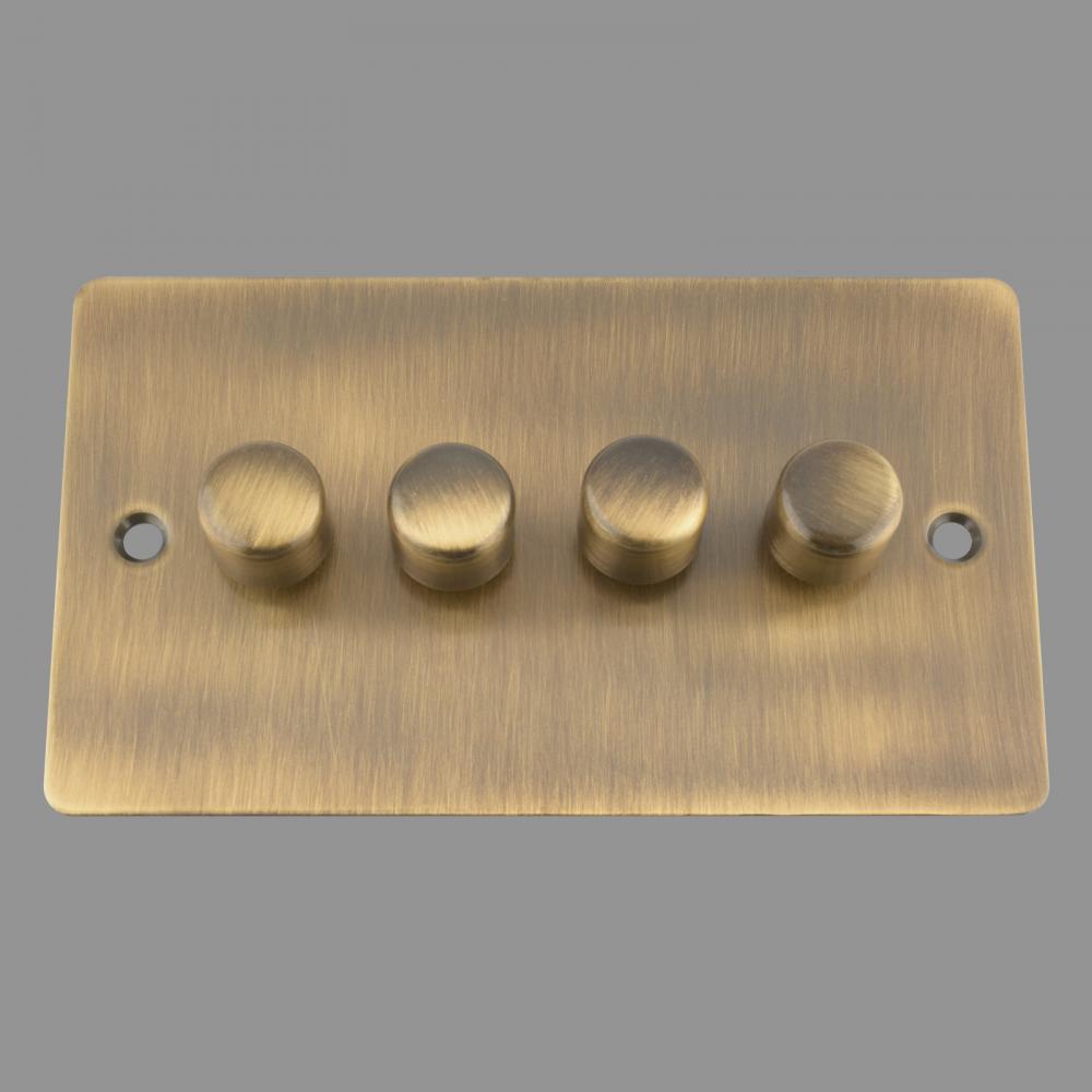 LED DIMMER SWITCH; ANTIQUE BRASS FLAT; 4 GANG; 250W