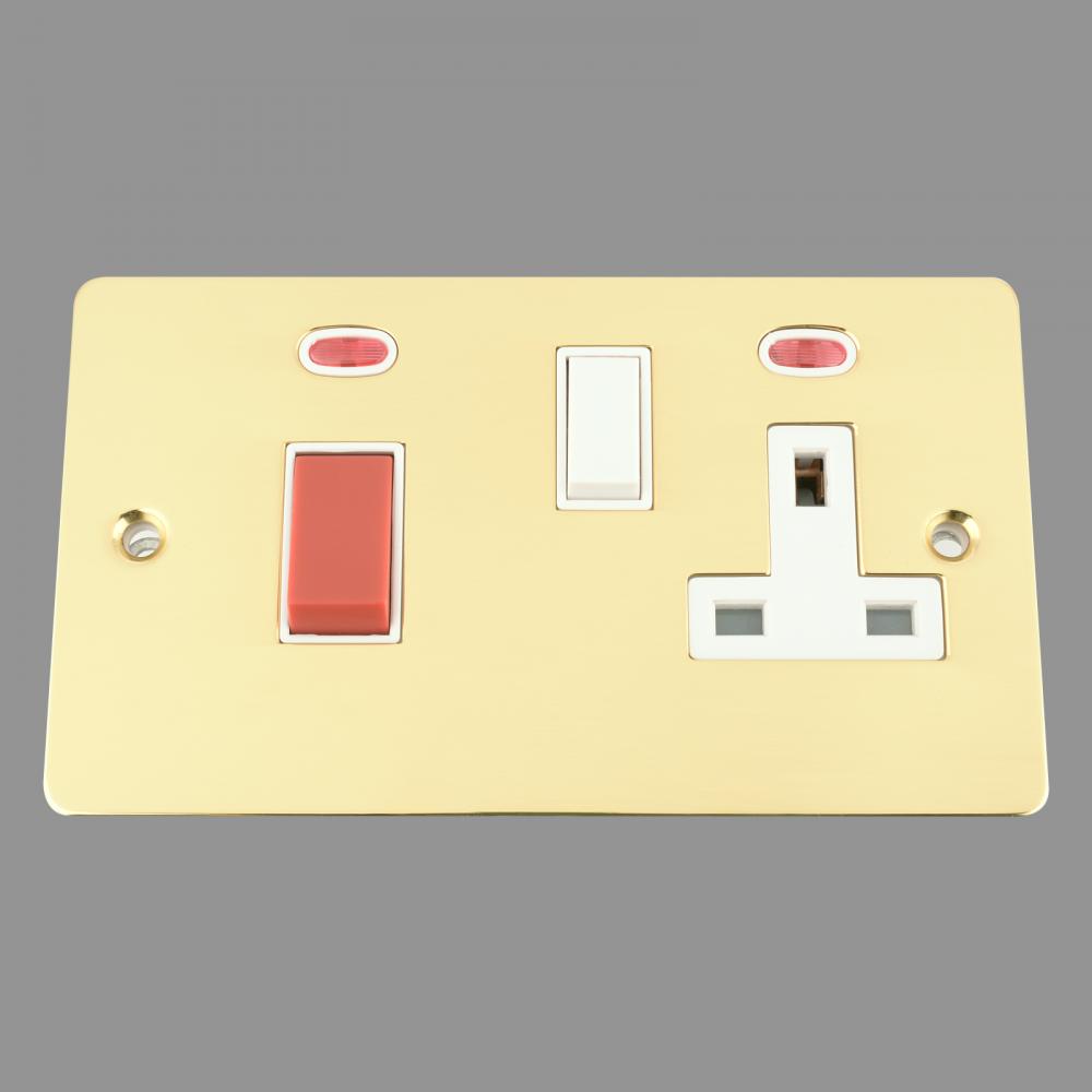 COOKER CONTROL UNIT 45 AMP SWITCH WITH 13 AMP SOCKET WHITE INSERT