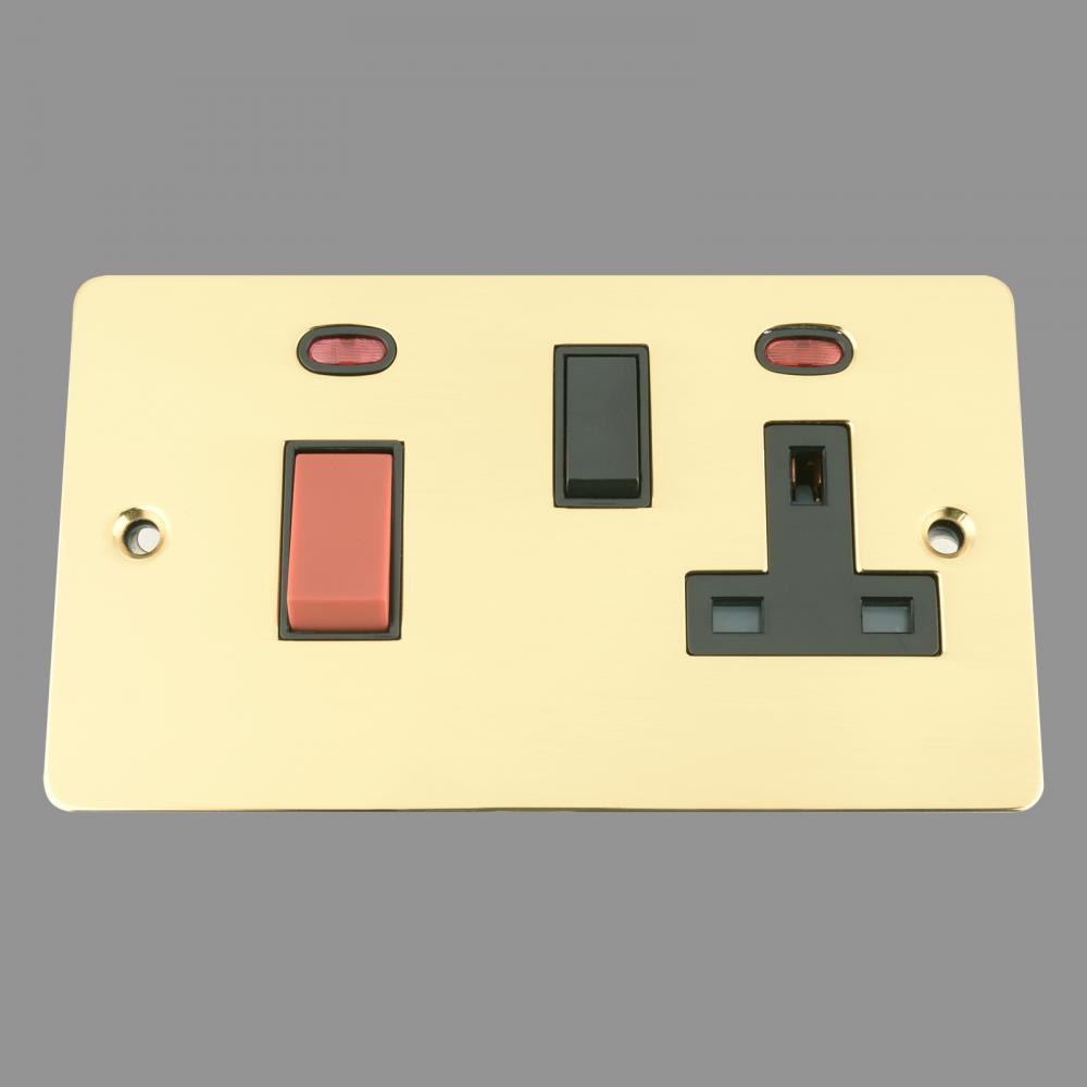 COOKER CONTROL UNIT 45 AMP SWITCH WITH 13 AMP SOCKET BLACK INSERT