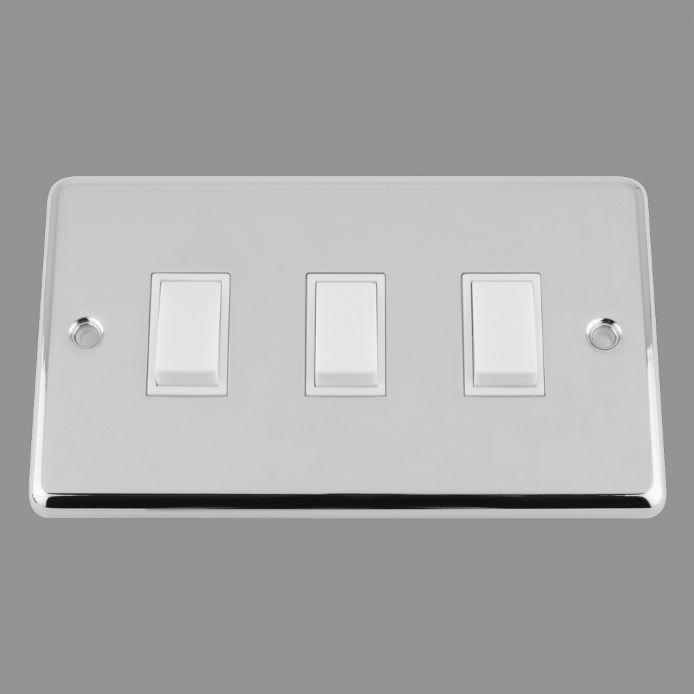 White Insert Plastic Rocker Switch (double plate)