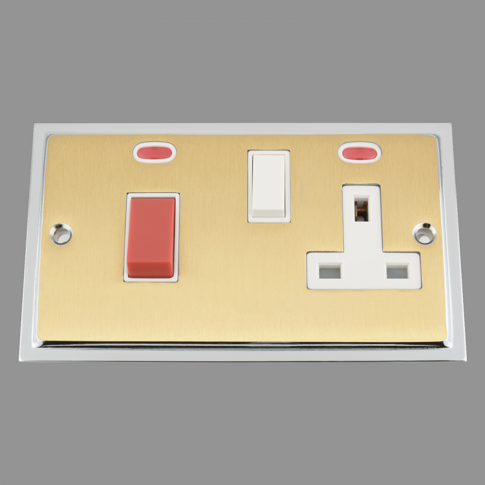 DSB COOKER CONTROL UNIT 45AMP 2 NEON; WHITE INSERT