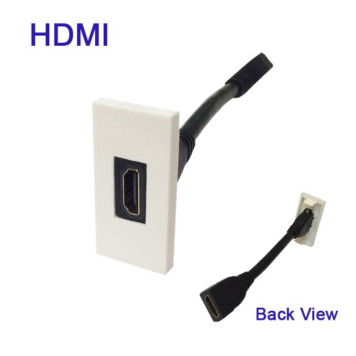 HDMI Coupler Tailed Lead Grid Outlet Module - White