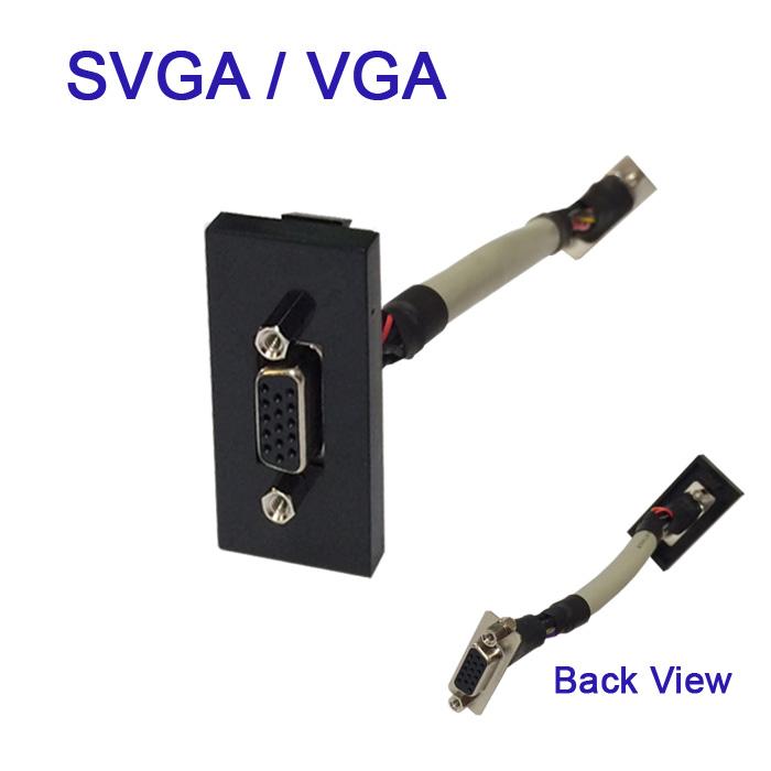 SVGA VGA Coupler Tailed Lead Grid Outlet Module - Black