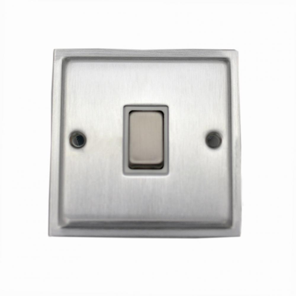 SATIN SLIMLINE Intermediate Switch 1 Gang White Insert; Metal Rocker Switch