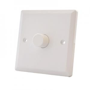 WHITE PLASTIC LED Light Dimmer Switch 1 Gang - 250W