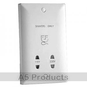 WHITE PLASTIC Shaver Socket 115V/230V White