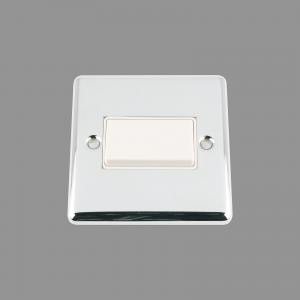 CHROME CLASSIC Fan Isolator Switch White Insert Plastic Rocker