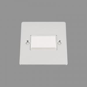 CHROME FLAT Fan Isolator Switch White Insert Plastic Rocker Switch