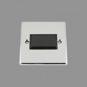 CHROME SQUARE Fan Isolator Black Insert Plastic Rocker Switch
