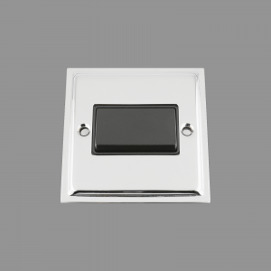 CHROME SLIMLINE Fan Isolator Switch Black Insert Plastic Rocker Switch