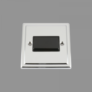 CHROME TRIMLINE Fan Isolator Switch Black Insert Plastic Rocker Switch