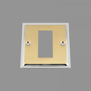 DUO SATIN BRASS Outlet Faceplate 25x50mm